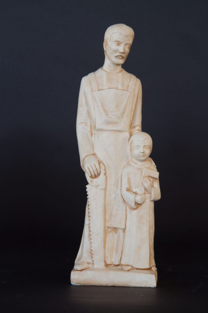 St. Jozefbeeld met kind en zaag, hoogte ca. 34 cm, Prijs € 65,00